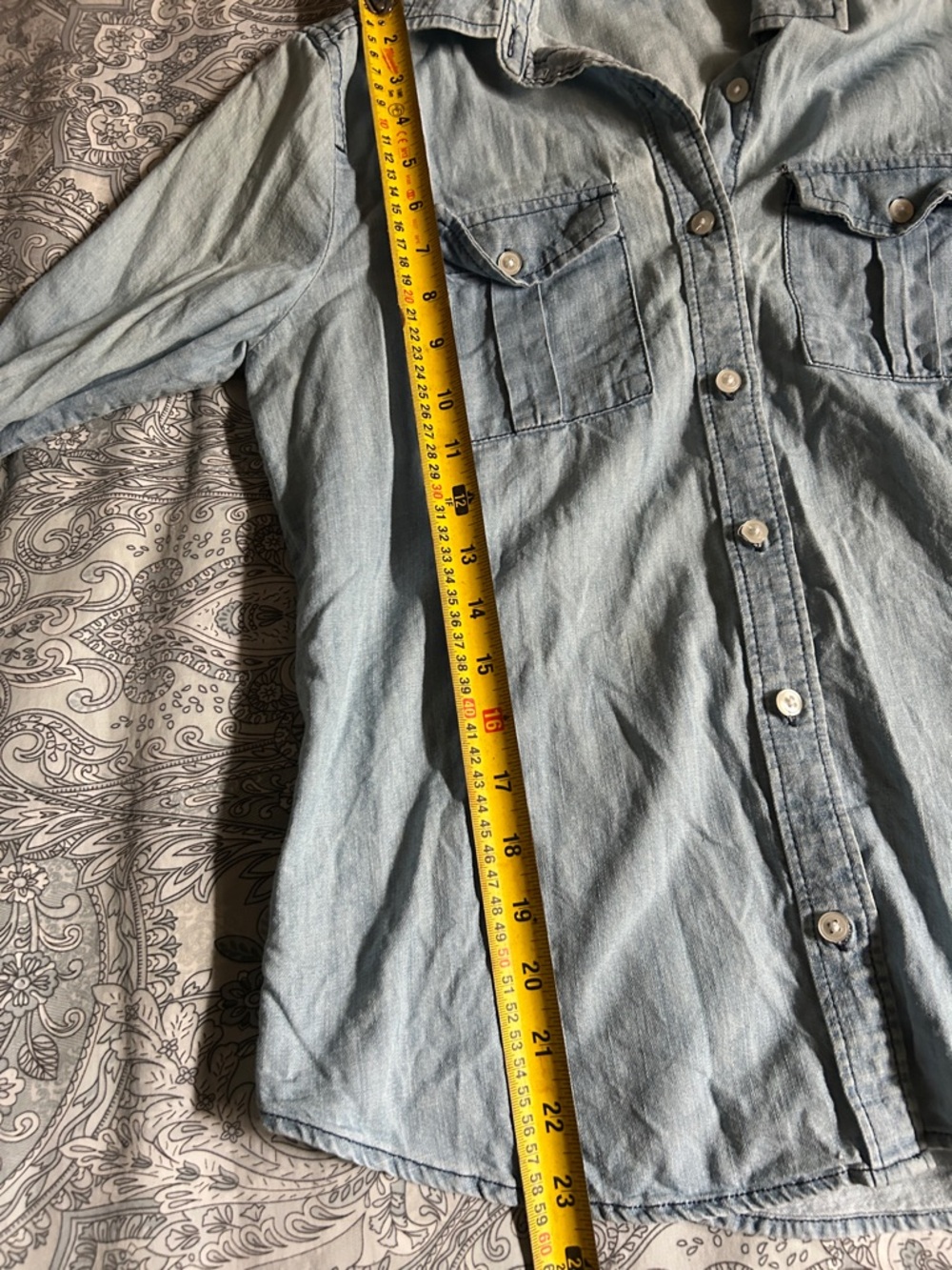 Forever 21 Light Blue Denim Button-Down Shirt - Picture 3 of 5
